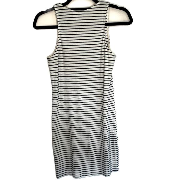 H&M Divided Bodycon Mini Dress Stretch Sleeveless Ribbed Minimalist Black White - Picture 2 of 9